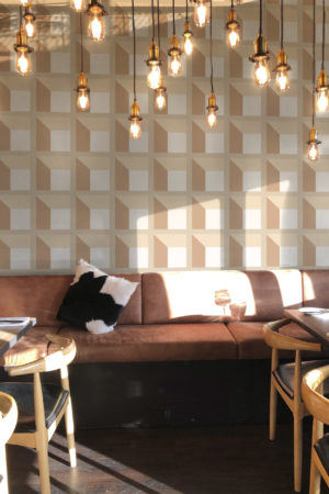 espaces publics beige papier peint quadrillage 3D géométrique profondeur carré