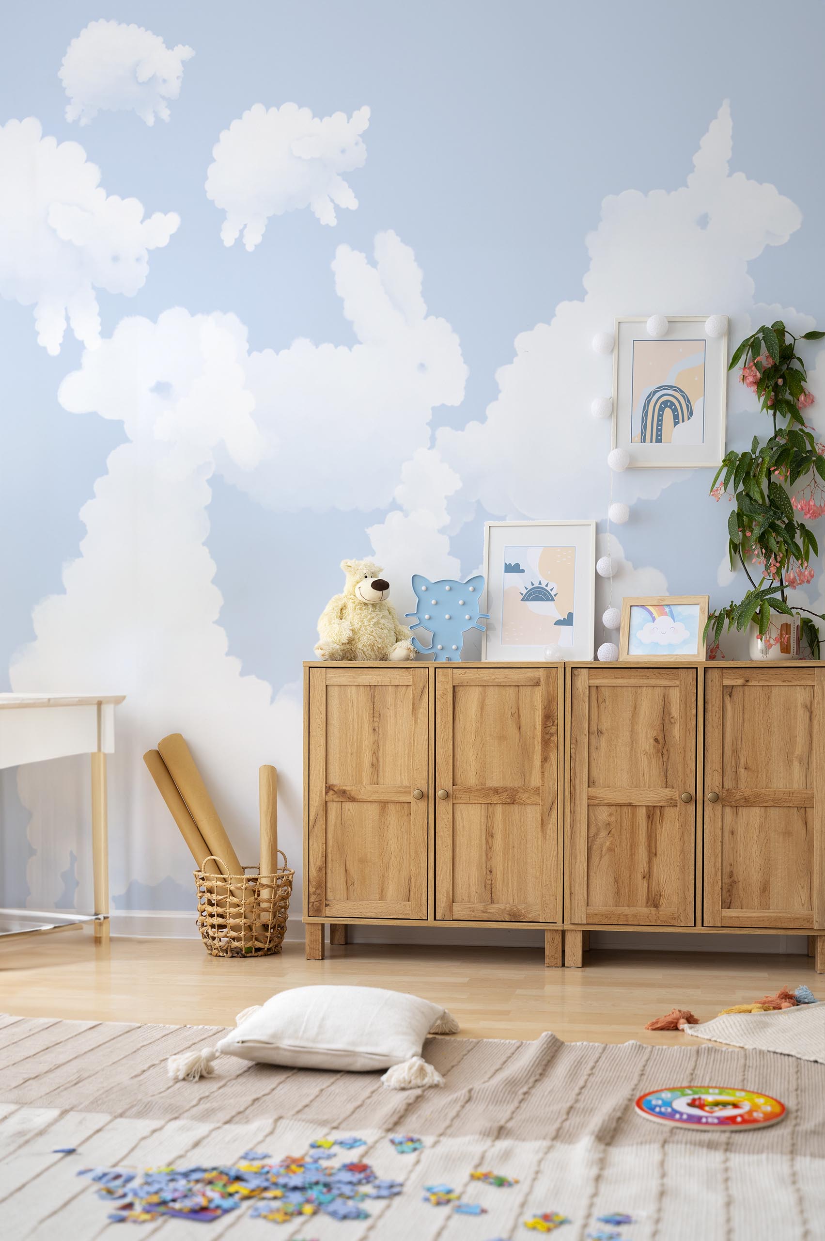 papel pintado dormitorio infantil la tête dans les nuages pop