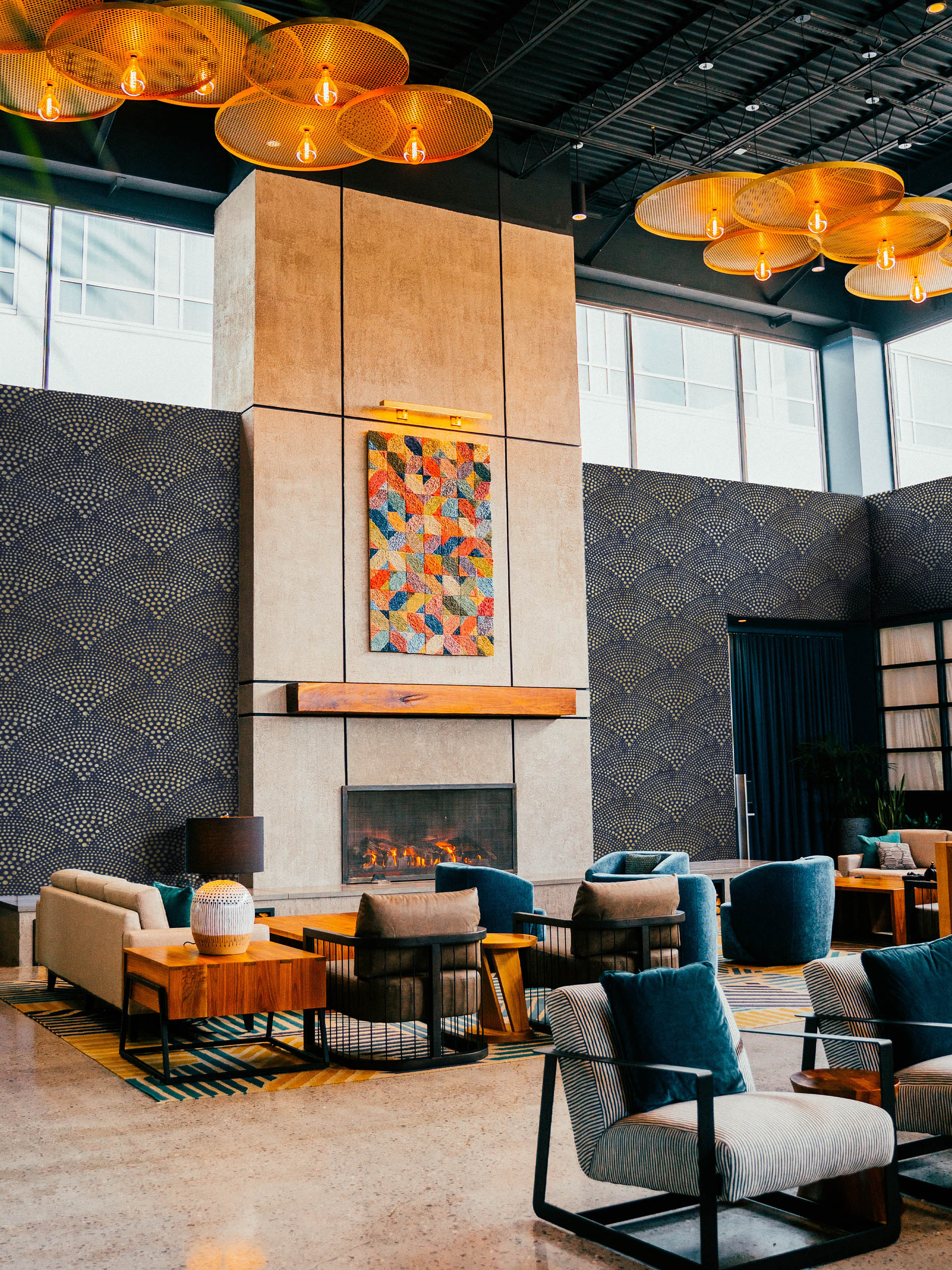 N490 Blue Public Spaces Dotted Palmettes Art Deco Antique Contemporary Effect Wallpaper Public Space Blue Art Deco Dotted Palmettes Contemporary Antique Effect Wallpaper