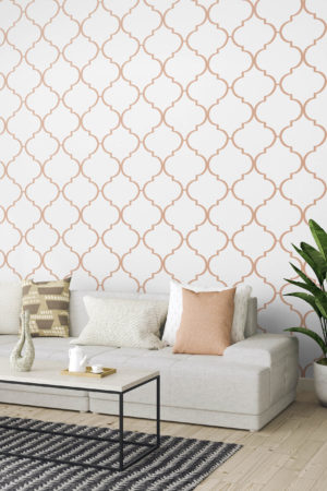 salon orange papier peint treillis marocain panoramique mosaΓ―que