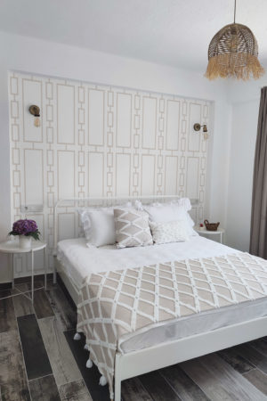 chambre beige papier peint série géométrique vintage panoramique