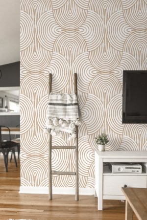 salon marron papier peint résonance art déco panoramique élégant