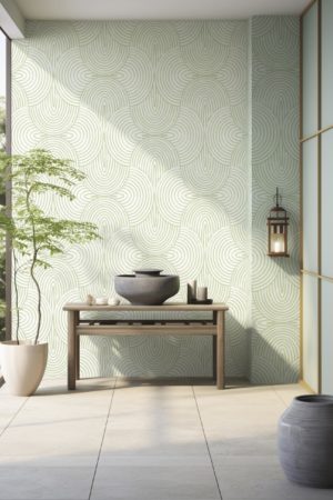 living room green wallpaper resonance art deco panoramic elegant