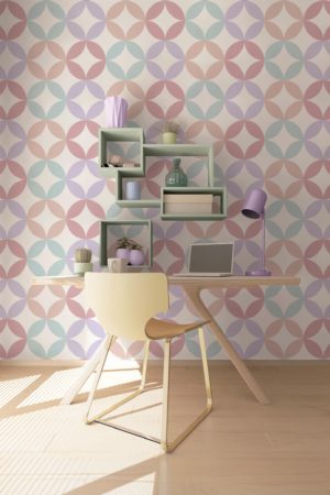 bureau pastel multicolore papier peint étoiles multicolore géométrique cercle