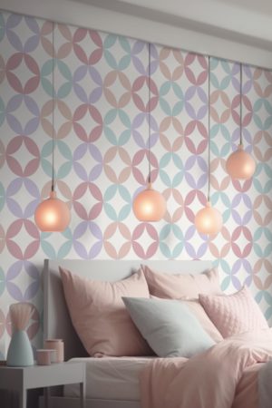chambre pastel multicolore papier peint étoiles multicolore géométrique cercle