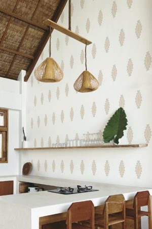 cuisine beige papier peint aztèque ethnique géométrique
