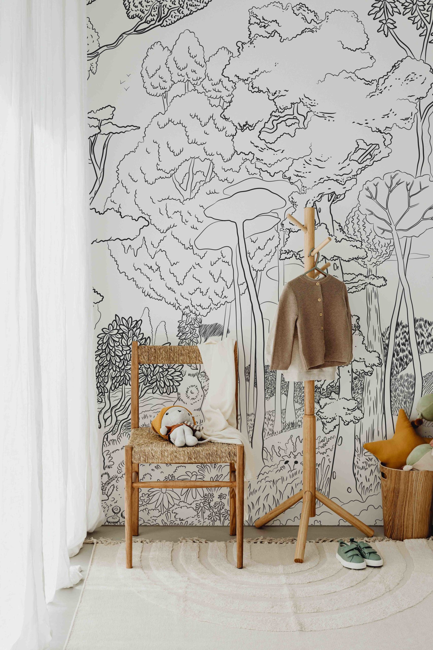 Papel pintado n510 el bosque jardĂn en blanco y negro dormitorio infantil Papel pintado n510 el bosque jardĂn en blanco y negro dormitorio infantil