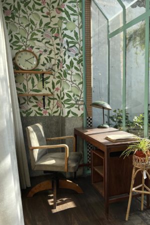 bureau blanc papier peint fantaisie fruitée panoramique végétal nature