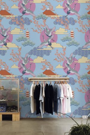 espace public bleu clair papier peint parenthèse japonaise panoramique