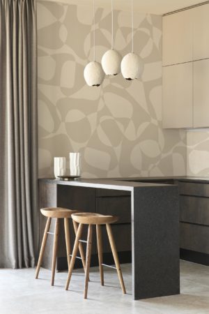 cuisine beige formes organiques bicolores géométrique