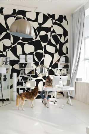 bureau noir formes organiques bicolores géométrique