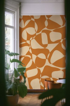 Orange Public Space Wallpaper Organic Shapes Two-Tone Geometric