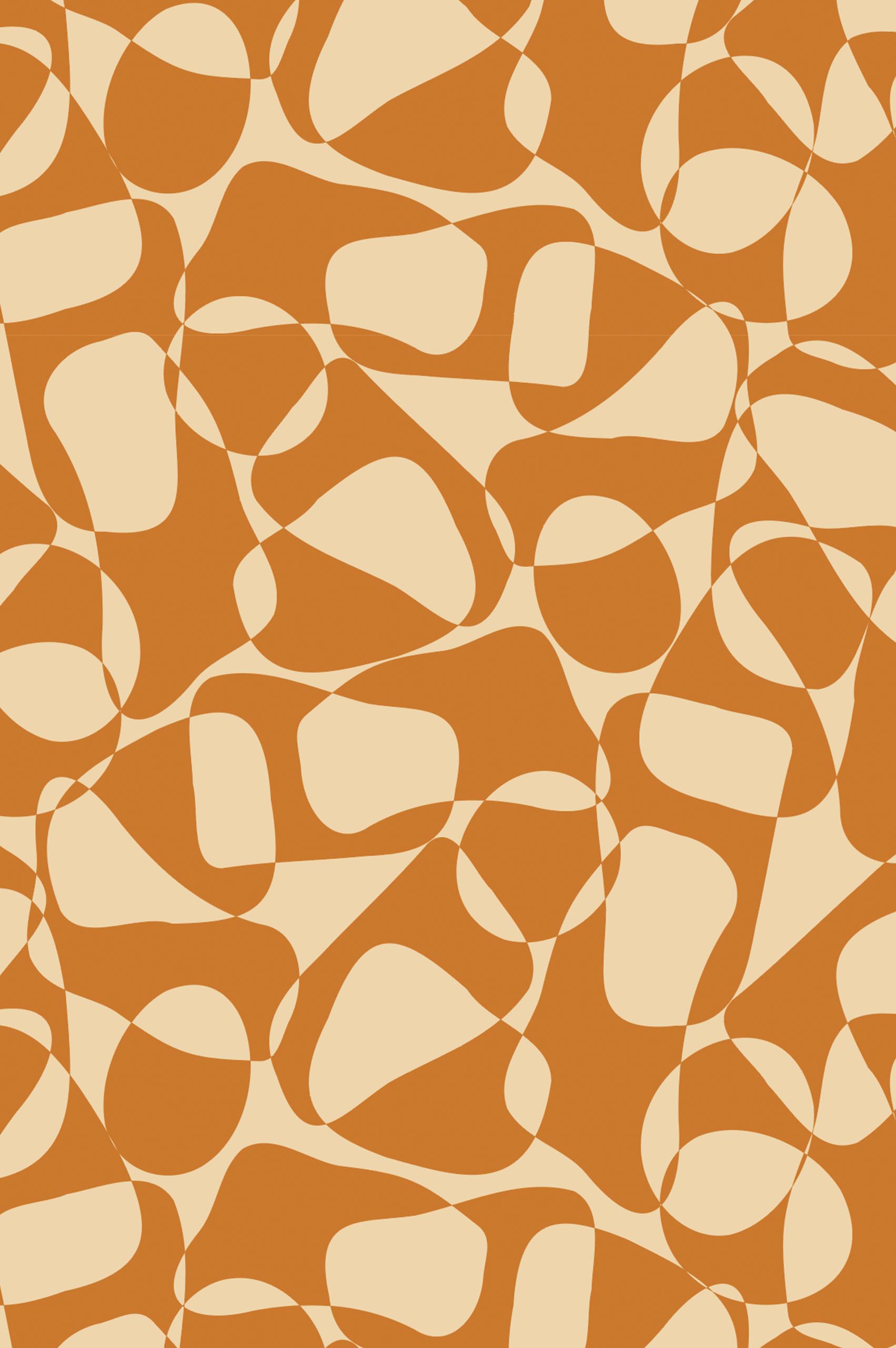 Orange Pattern Wallpaper Organic Shapes Two-Tone Geometric