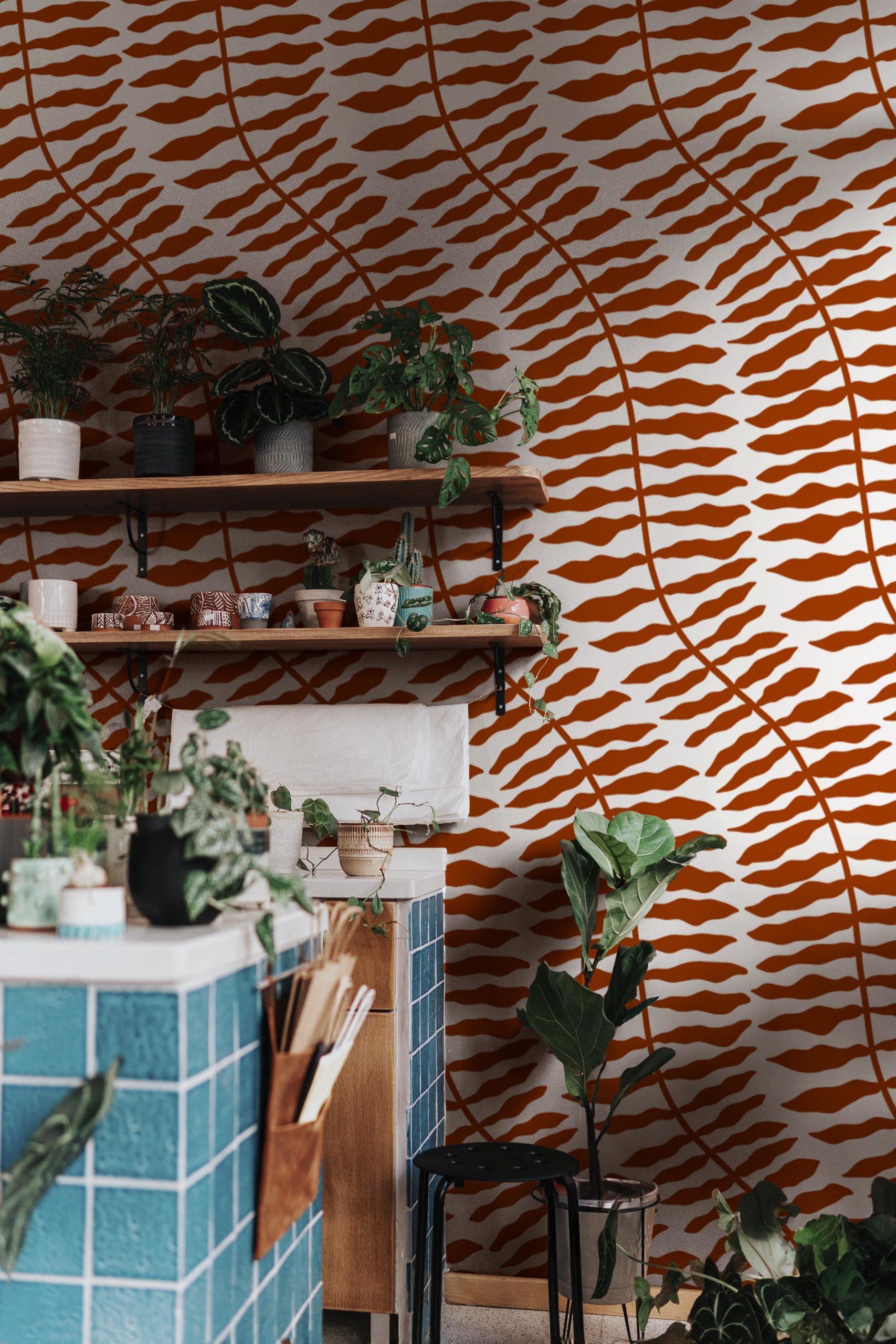 n526 terracotta espaces publics espace public terracotta papier peint fougère tropicale panoramique végétal