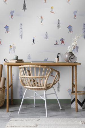 papel pintado escritorio escapade neigeuse ski enfant