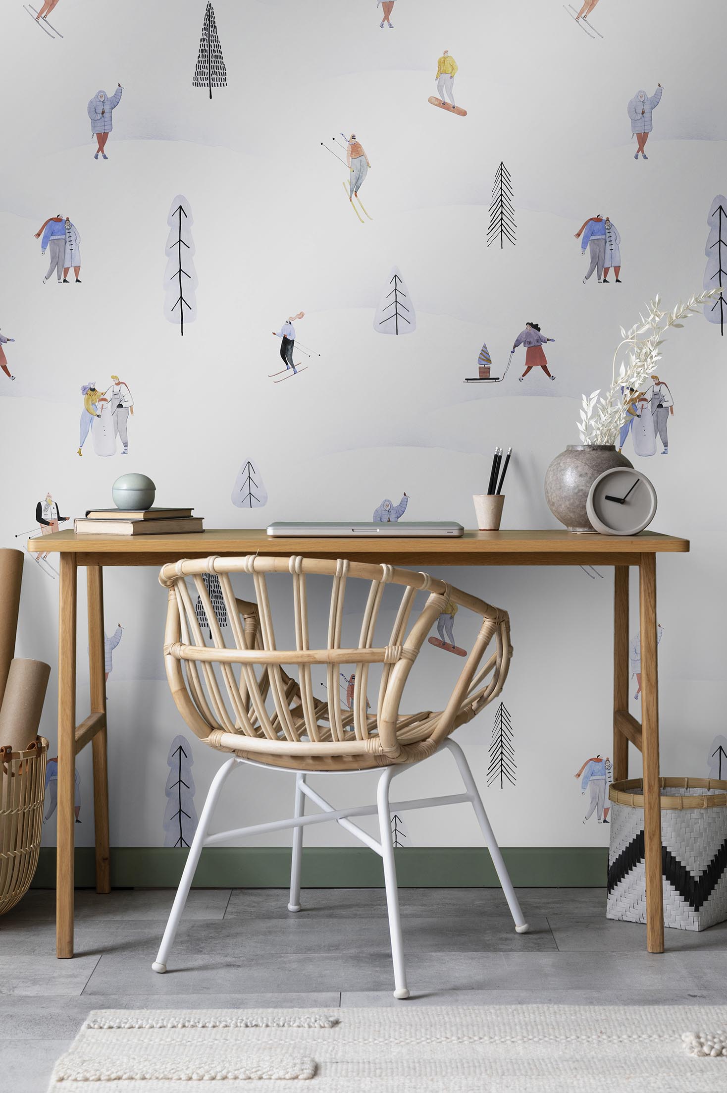 Desk Wallpaper Snowy Getaway Kids Ski