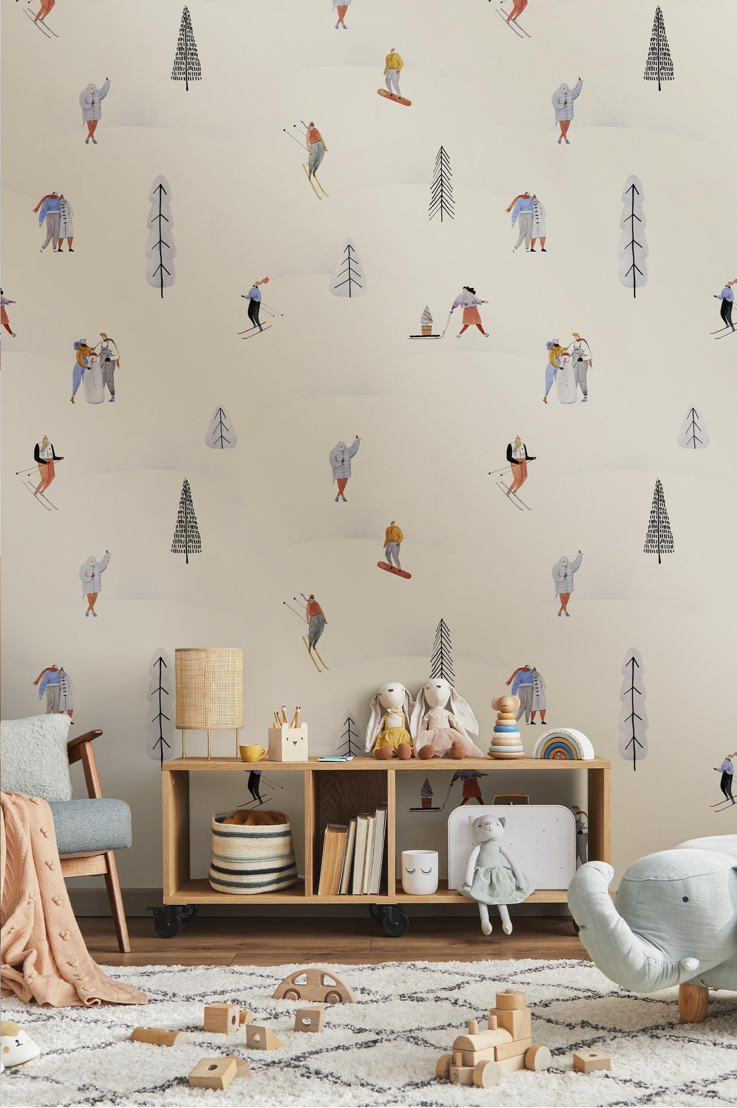 Kids Room Snowy Getaway Kids Ski Wallpaper