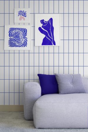 salon bleu carreaux élégants géométriques