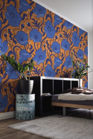 Papier peint fleurs orange espaces publics