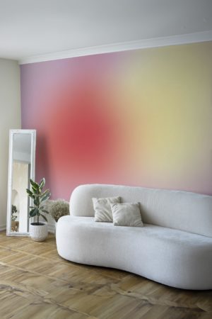 salon rose dégradé papier peint halo lumineux panoramique pop