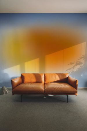 living room orange gradient wallpaper halo light panoramic pop
