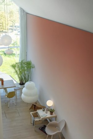 salon terracotta papier peint dégradé coloré panoramique pop
