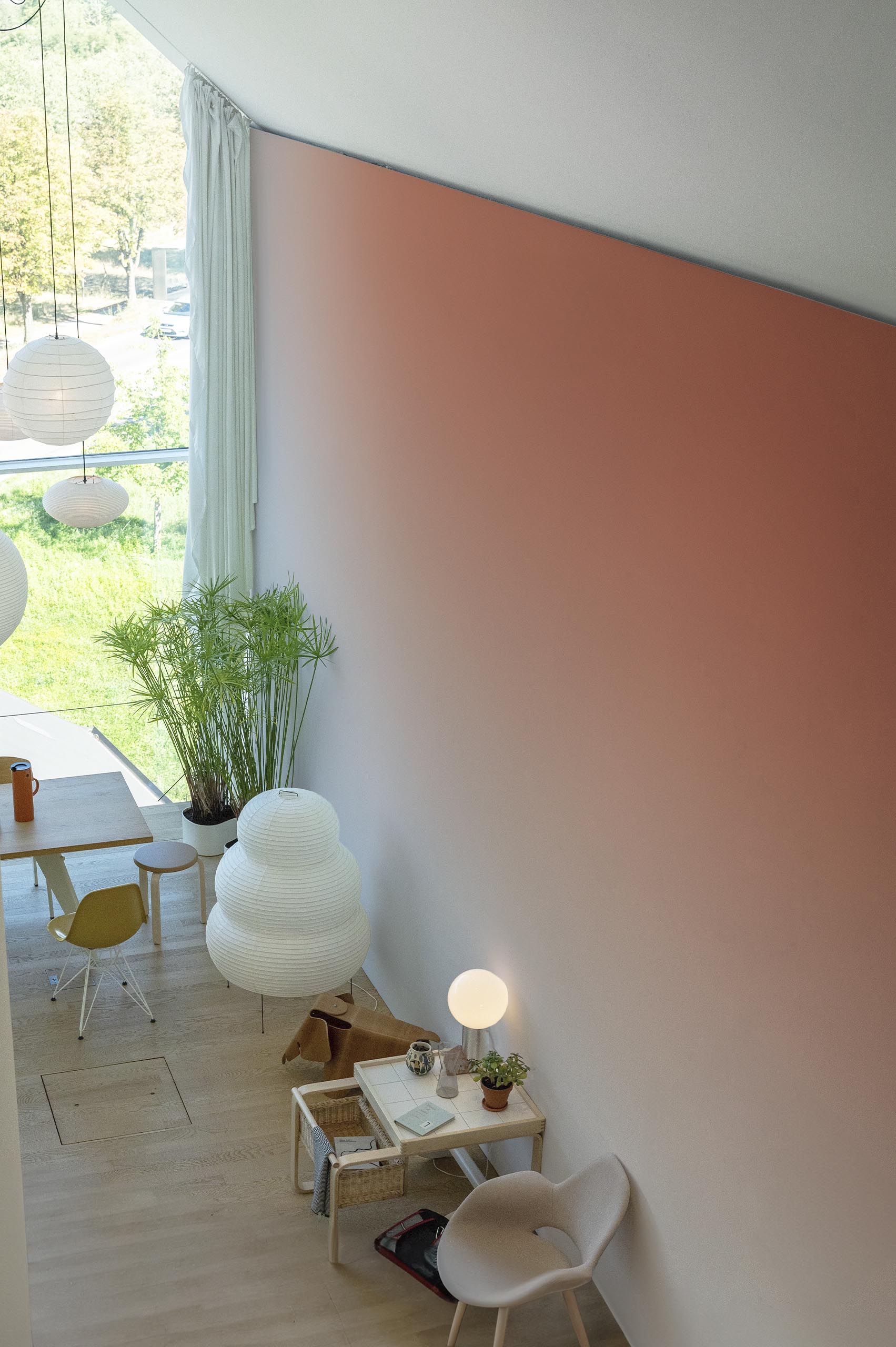 salon terracotta papier peint dégradé coloré panoramique pop