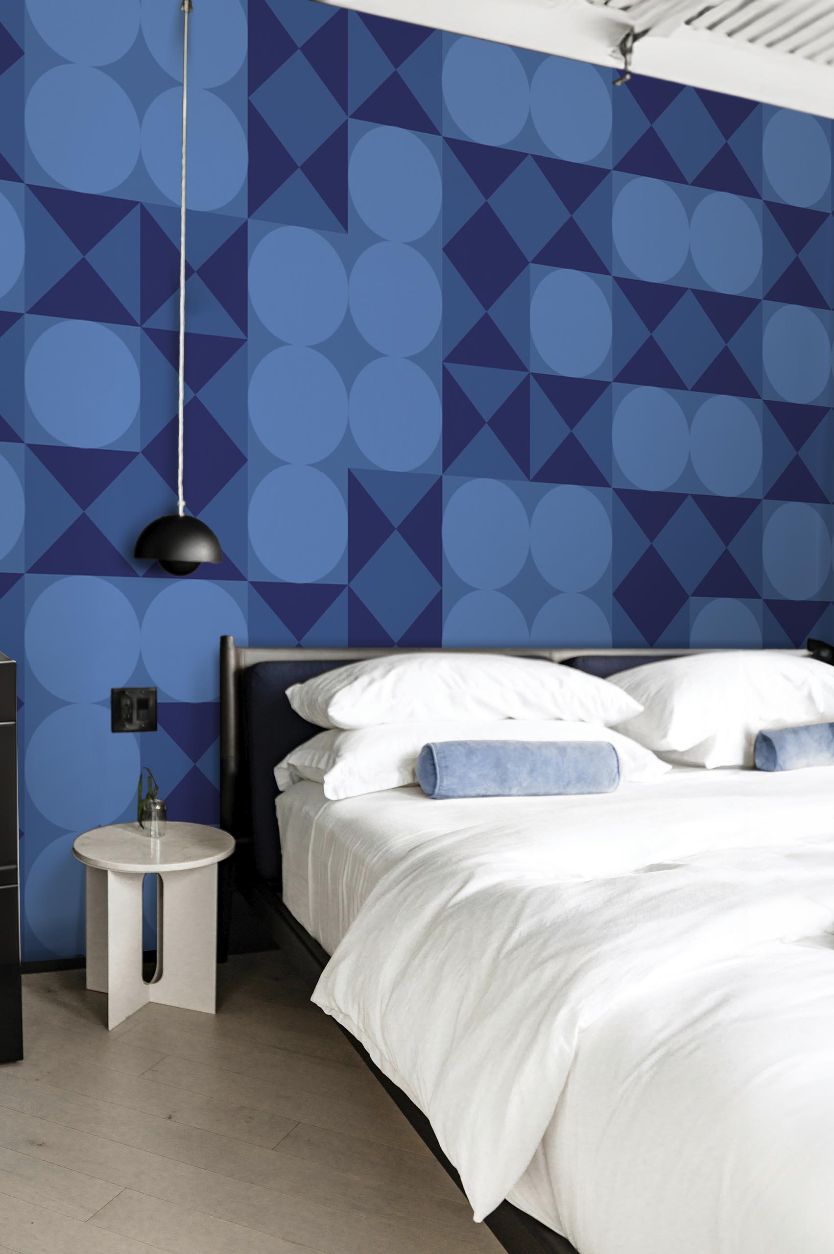 Blue Bedroom Wallpaper Geometric Combination Diamond Circle