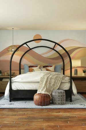 chambre kaki papier peint horizon ondulé panoramique paysage