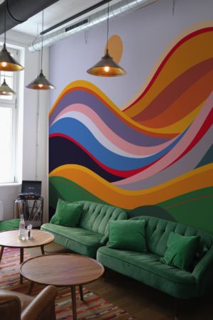 espacio público papel pintado multicolor horizonte ondulado paisaje panorámico