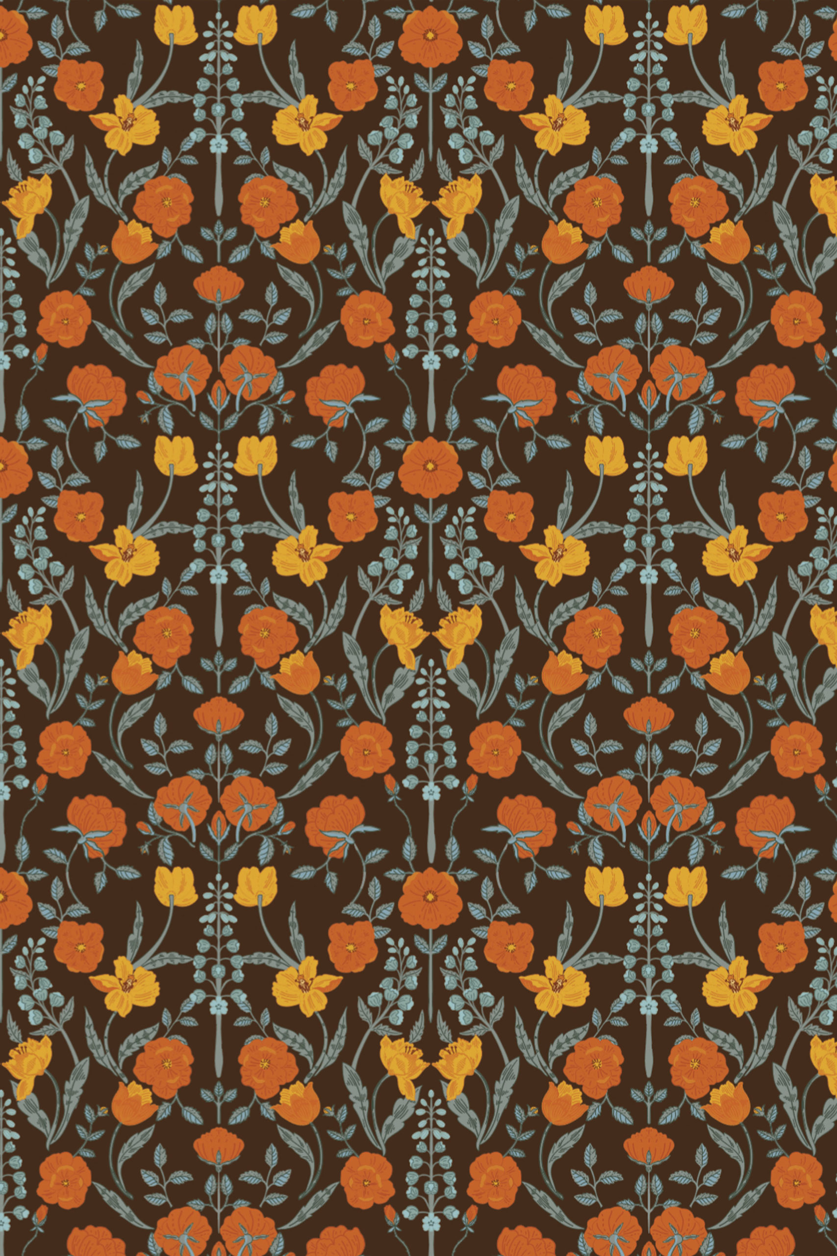 Orange Pattern Floral Renaissance Wallpaper Revisited