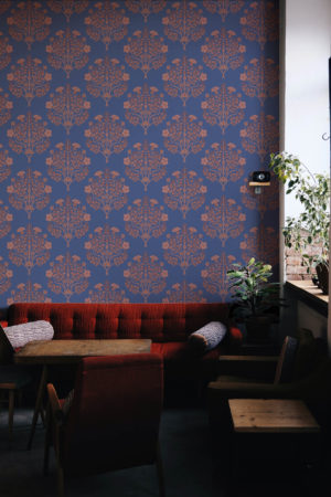 Papier peint floral bleu espaces publics