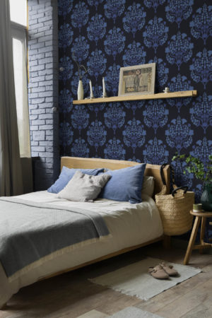 Papier peint floral noir chambre