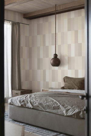 Rectangular beige bedroom wallpaper