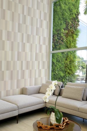 Papier peint rectangle beige salon