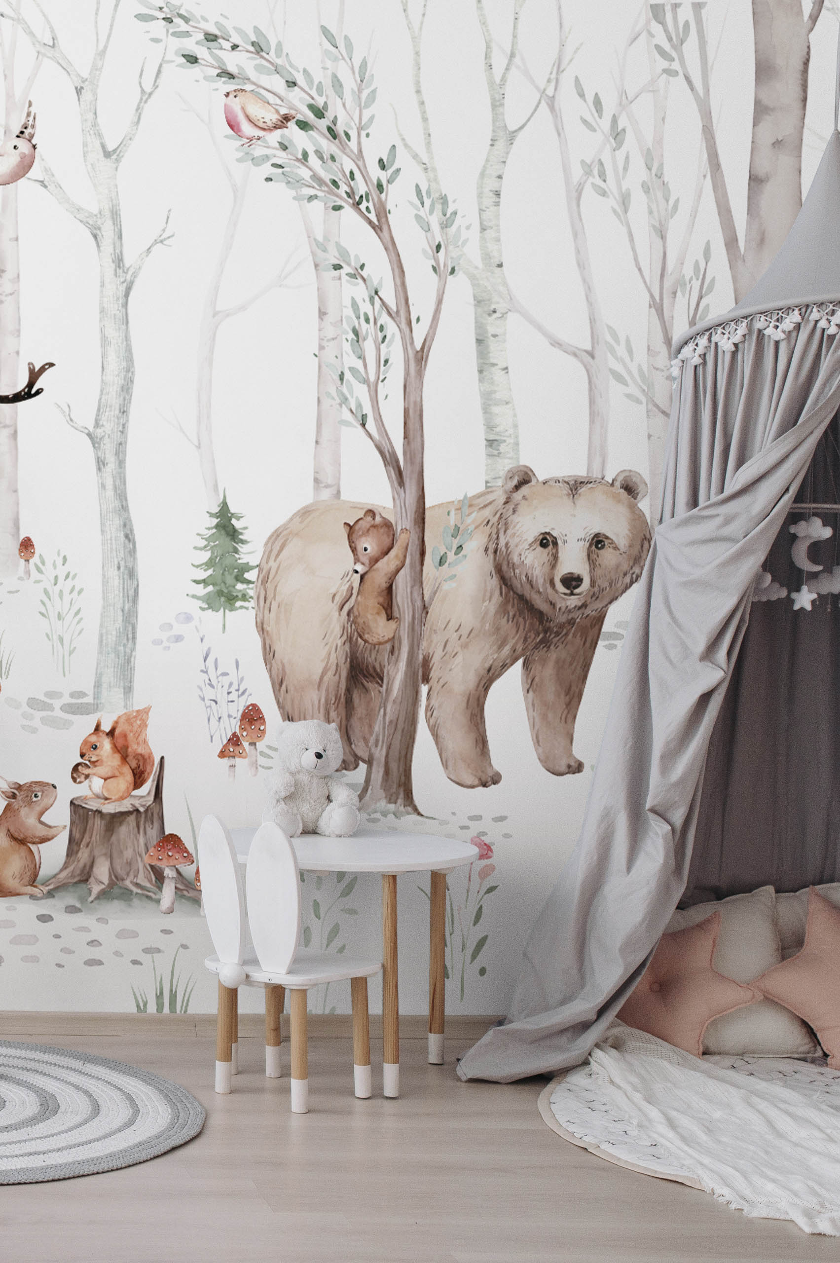 Children's bedroom animal forest wallpaper
