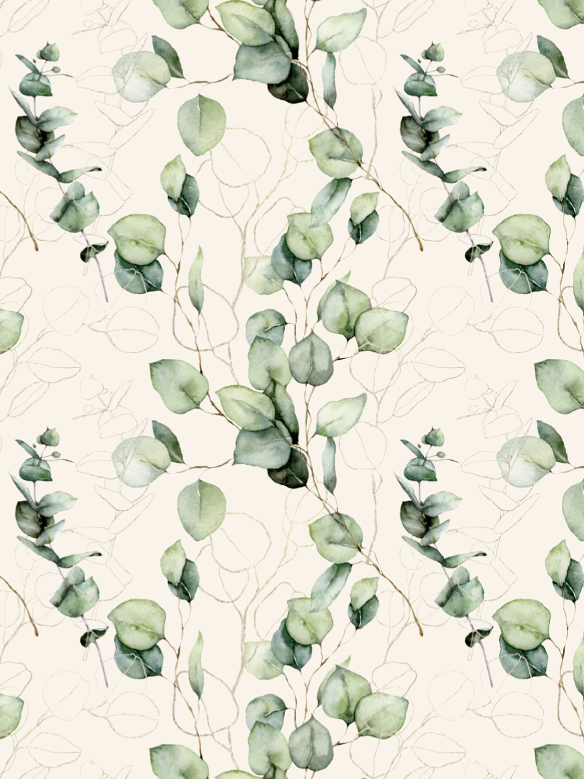 Beige foliage pattern wallpaper