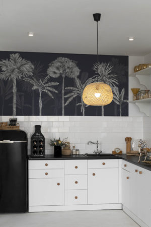 Papier peint jungle noir cuisine