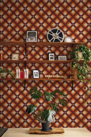 Papier peint vintage terracotta cuisine