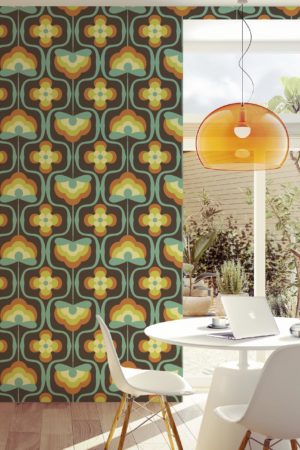 Papier peint rétro marron cuisine