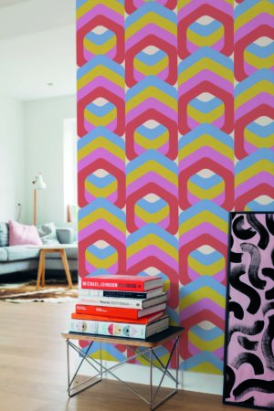 Papier peint prisme multicolore salon