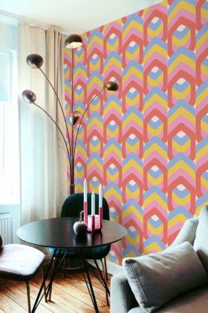 Papier peint prisme multicolore salon