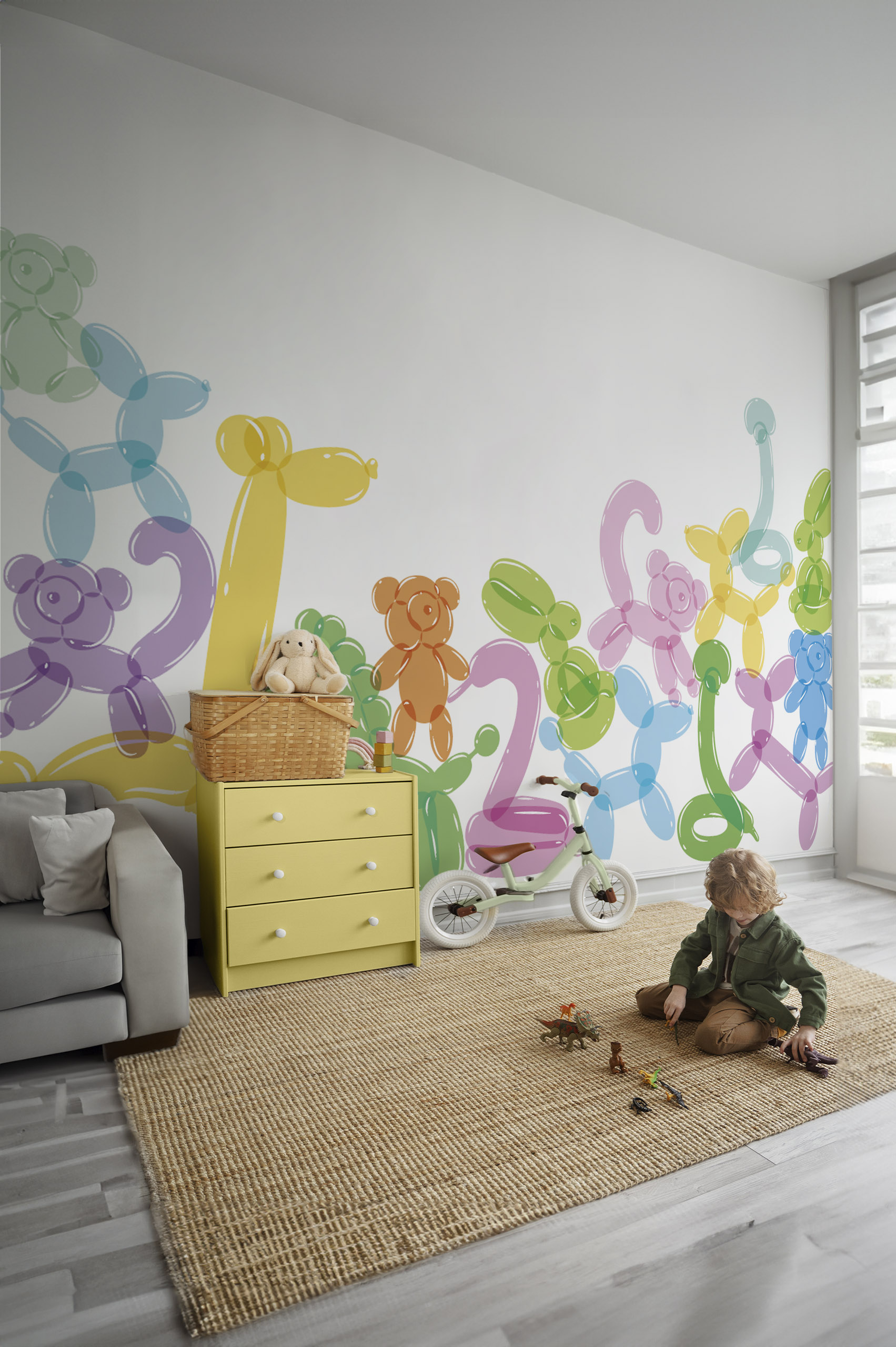 Papel pintado Animales en globo Dormitorio infantil