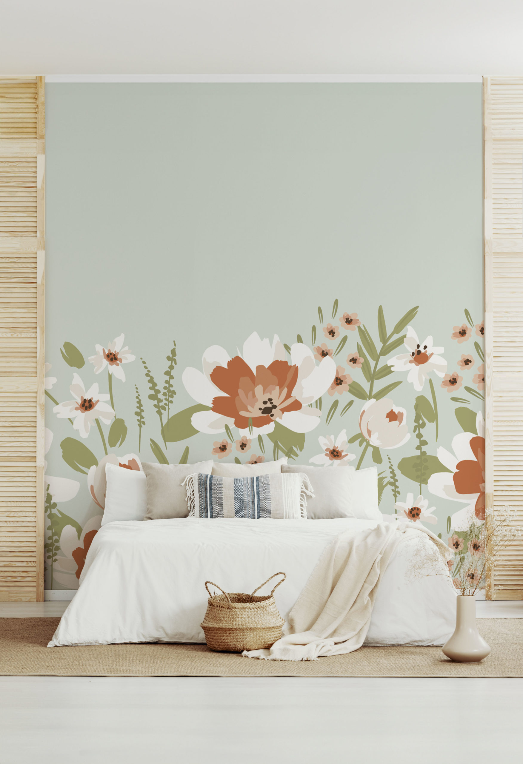 Papel pintado Jardín de flores azules