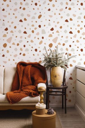Papier peint terrazzo tendresse beige salon