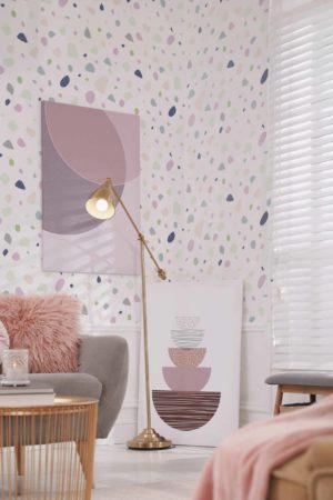 Papier peint terrazzo tendresse multicolore salon