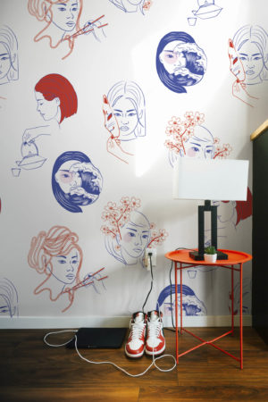 White colored face wallpaper bedroom