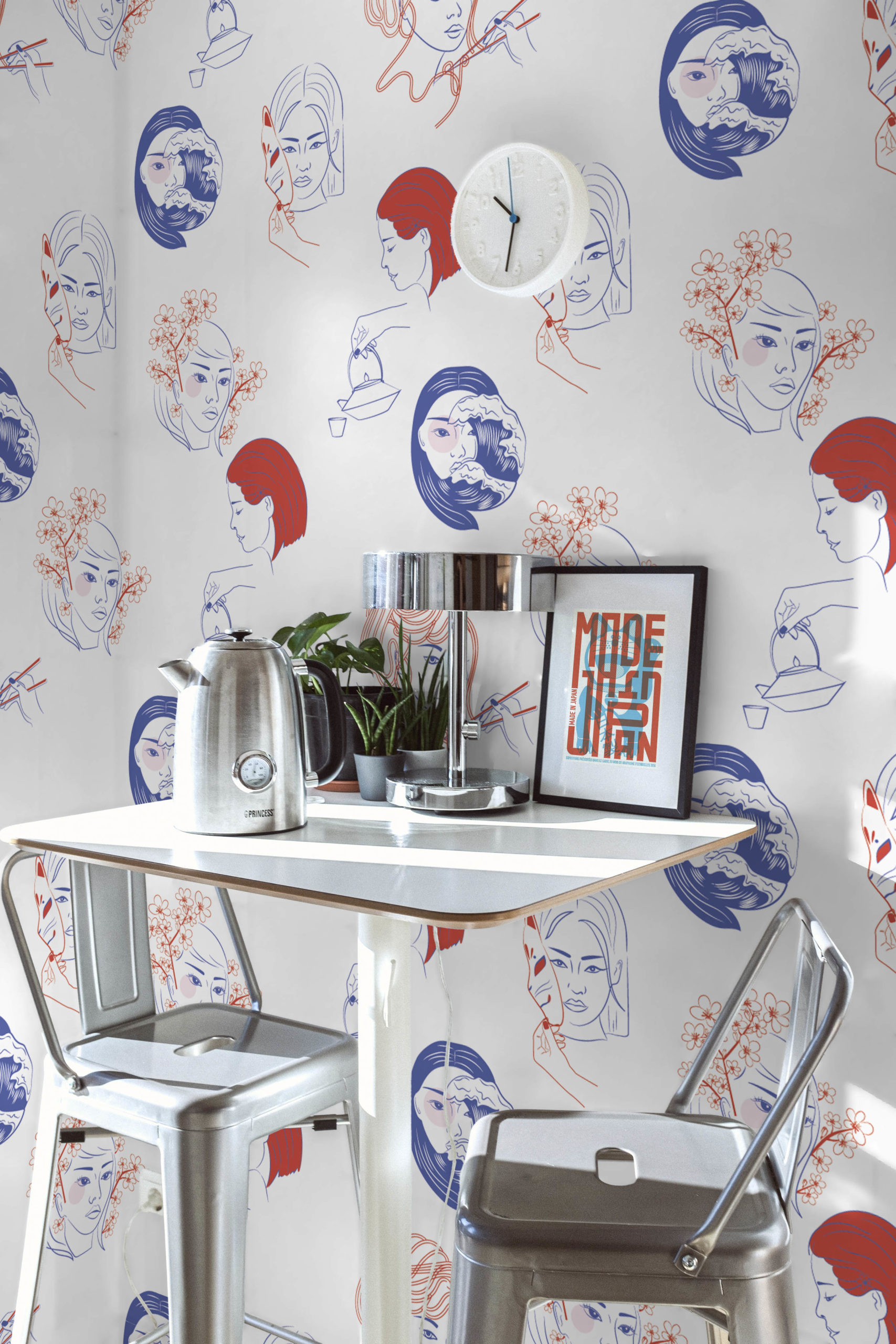 n558 white kitchen White colored face wallpaper kitchen