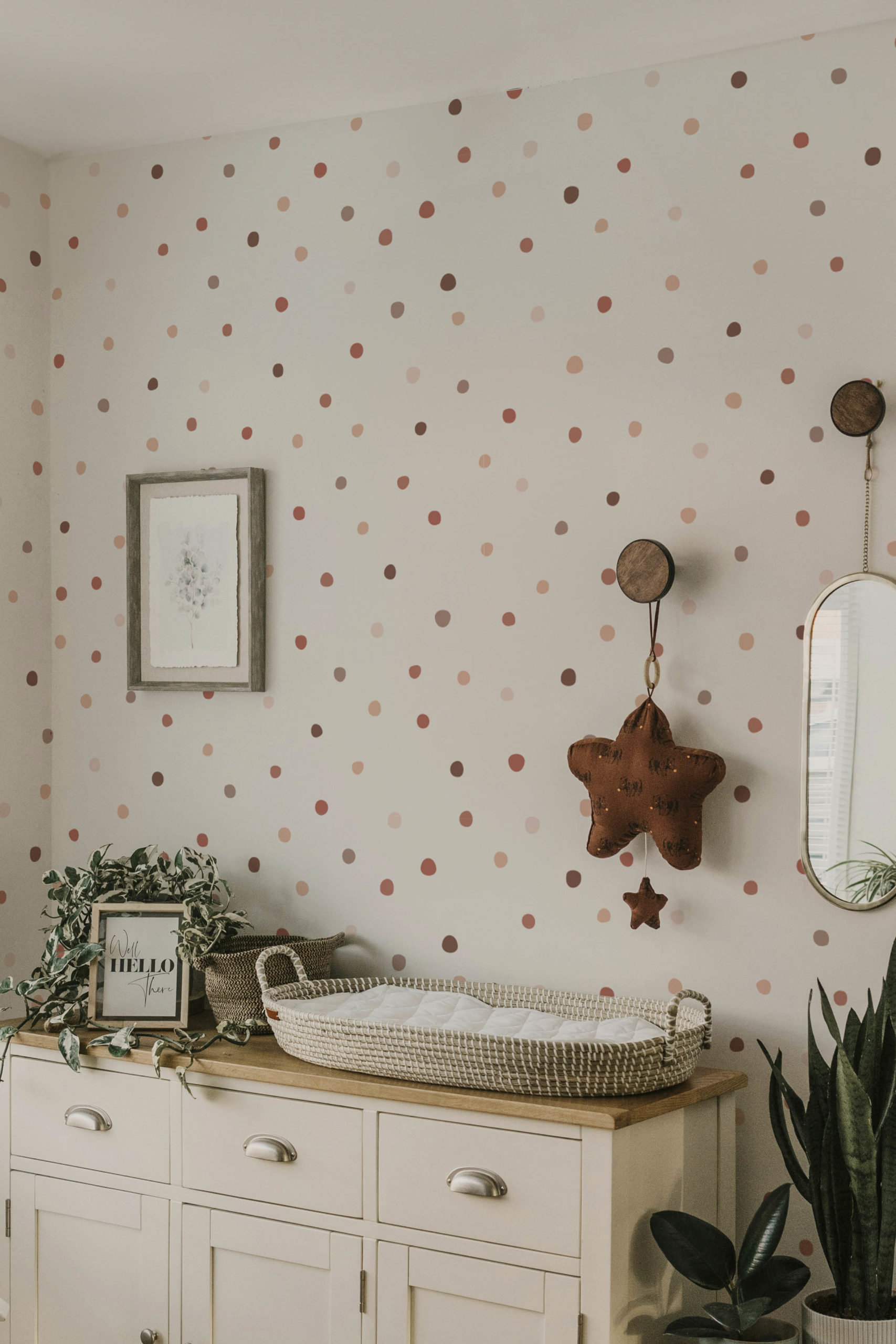 n559 beige children's bedroom Beige polka dot wallpaper children's bedroom