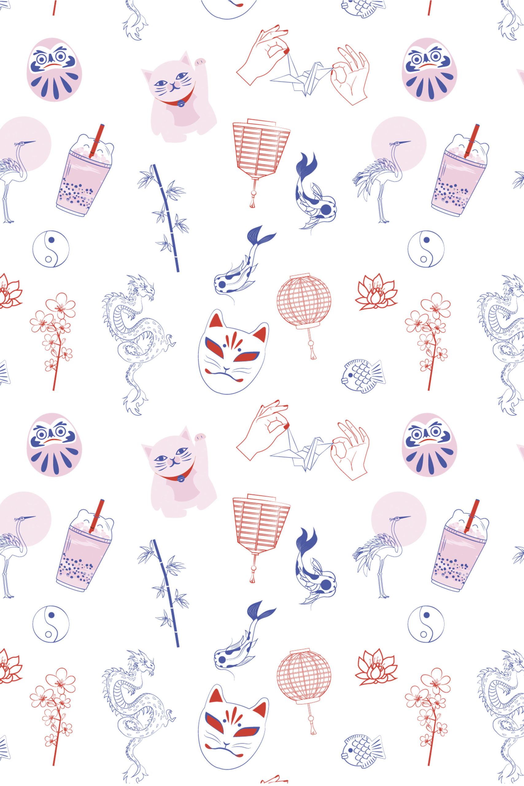 Japanese wallpaper symbols pattern